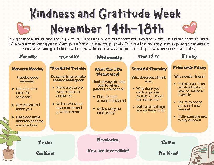 Kindness and Gratitude Week 