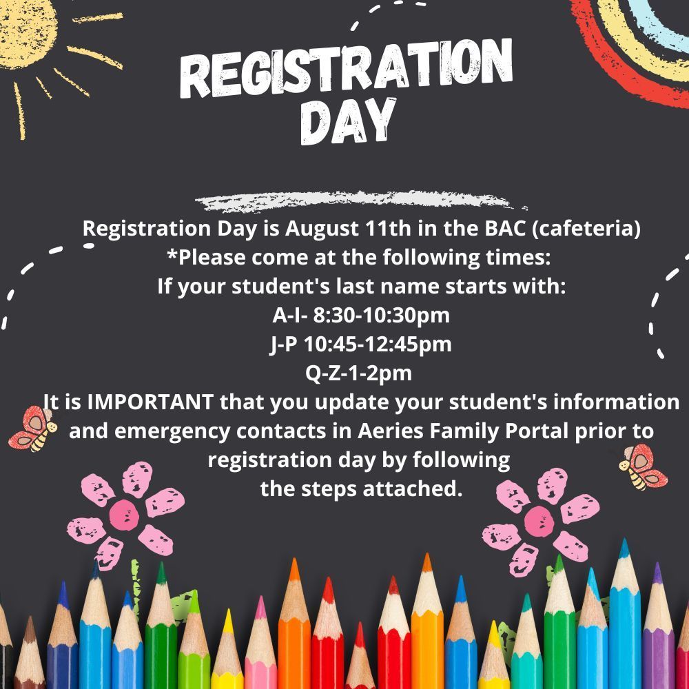 Registration Day for the 2022-2023 School Year