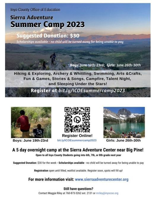 Sierra Adventure Summer Camp Registration is Open!