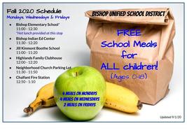 Fall 2020 School Meals Schedule
